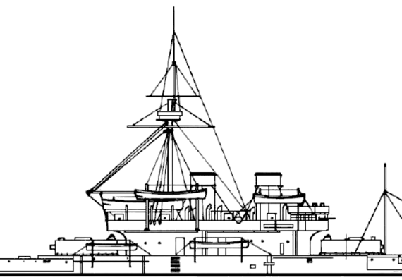 Боевой корабль HMS Dreadnought 1877 [Battleship] - чертежи, габариты, рисунки